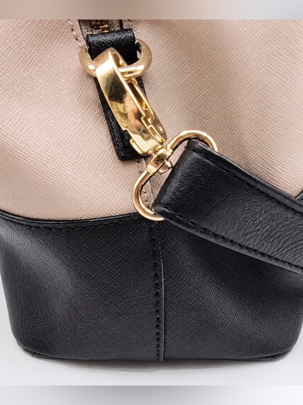 Kate Spade Laurel Way Evangelie Saffiano Leather Satchel Handbag Almond/Black - Picture 10 of 13